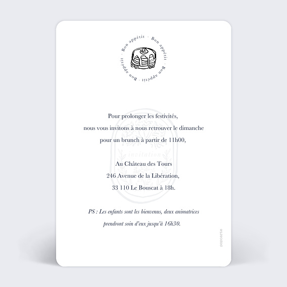 Cartes invitation mariage Passeport Verso