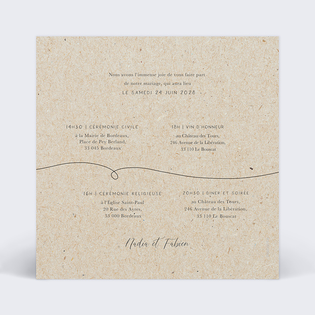 Cartes Invitation Mariage Voyage Vintage Verso