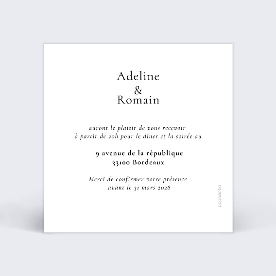 Cartes invitation mariage Couronne de Dentelle Verso