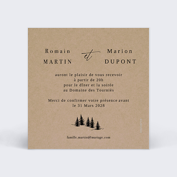 Cartes Invitation Mariage Idylle à la Montagne