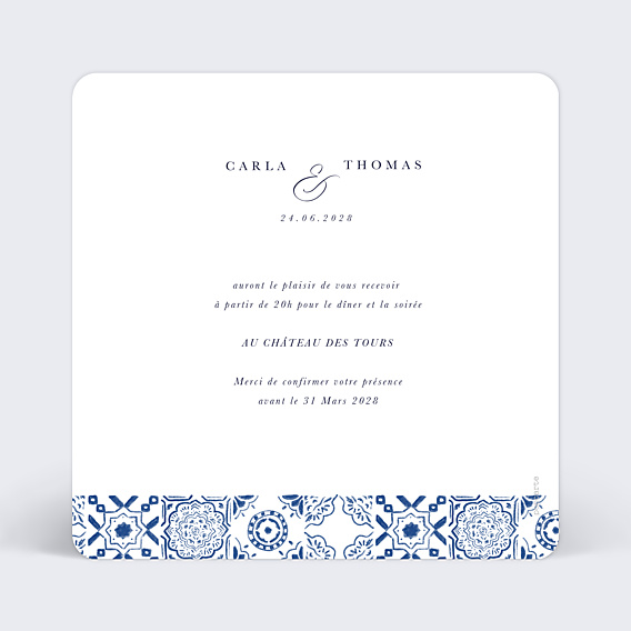Cartes Invitation Mariage Azulejos