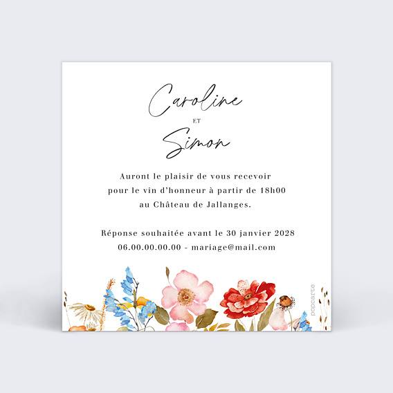 Cartes Invitation Mariage Éveil des fleurs