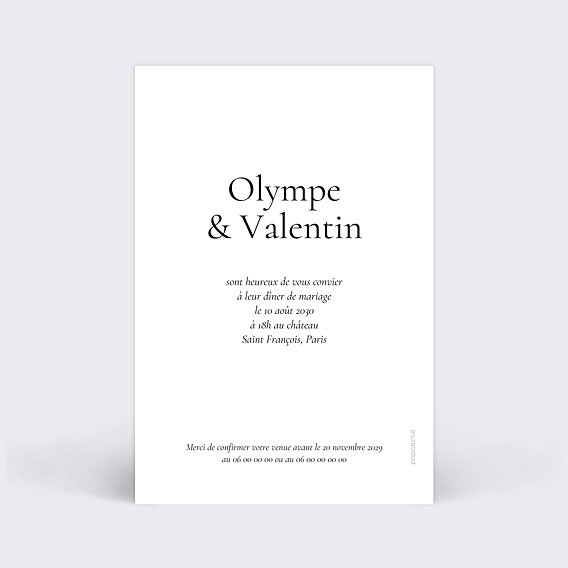 Cartes invitation mariage Deux prénoms Verso