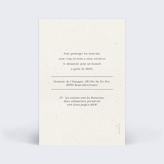 Cartes invitation mariage Notre essentiel Verso