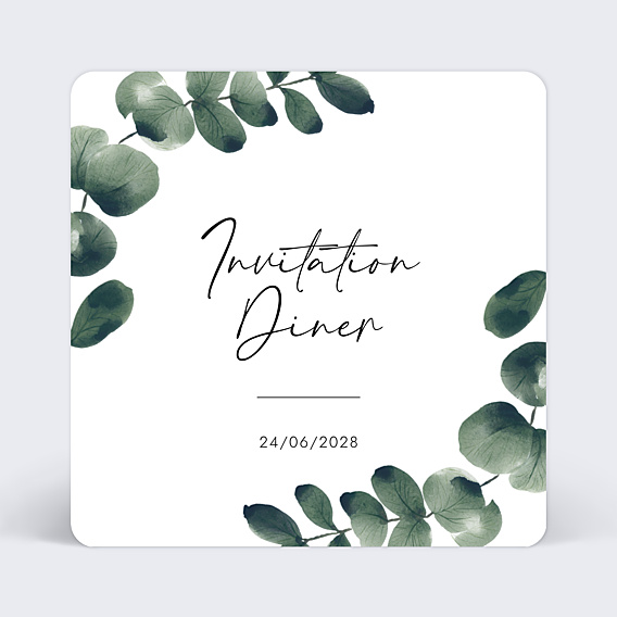 Cartes Invitation Mariage Branche d'Eucalyptus