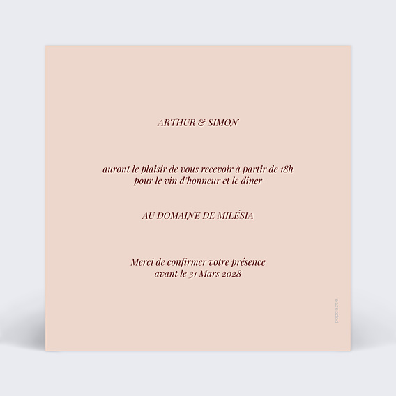 Cartes Invitation Mariage Amour passionnel