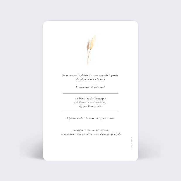 Cartes Invitation Mariage Bohemia Verso