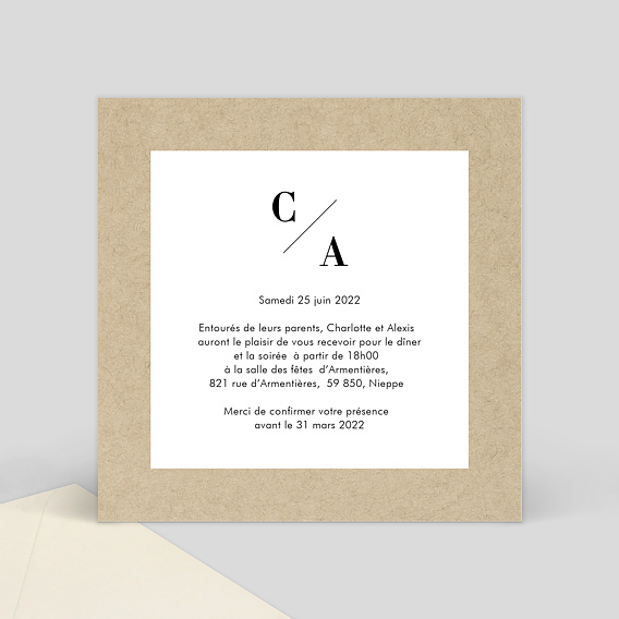 Cartes invitation mariage Authentique Verso