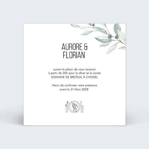 Cartes Invitation Mariage Couronne d’Oliviers