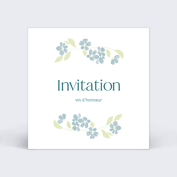 Cartes invitation mariage Petites fleurs bleues