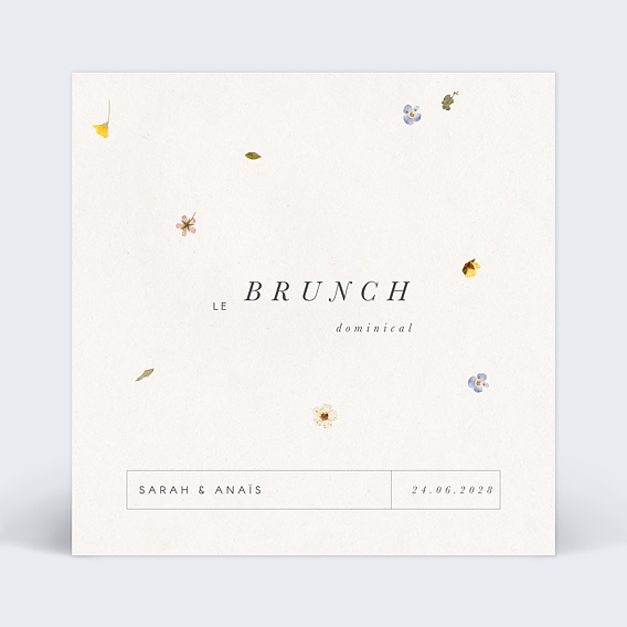 Cartes invitation mariage Fleurs Pressées Recto