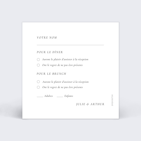 Carton réponse mariage Couronne Eucalyptus Verso