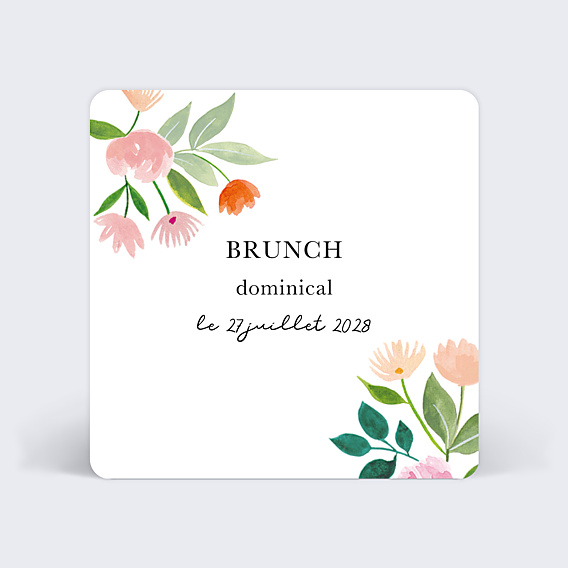 Cartes Invitation Mariage Couronne Champêtre Aquarelle