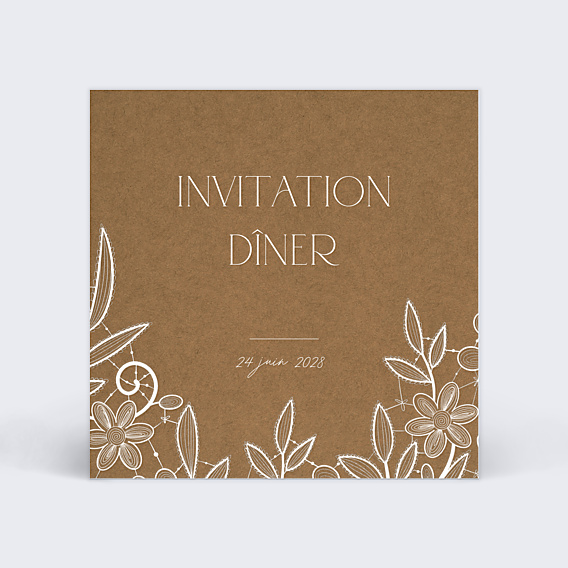 Cartes Invitation Mariage Dentelle Kraft
