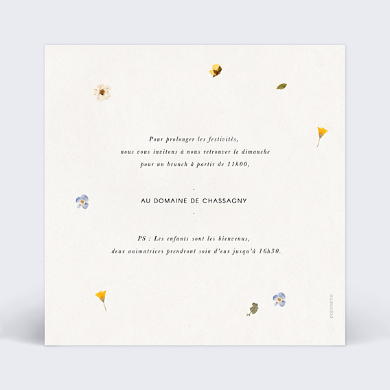 Cartes Invitation Mariage Fleurs Pressées