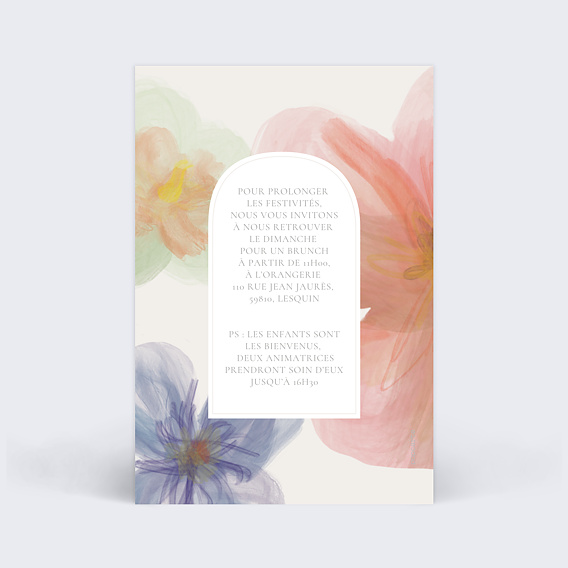 Cartes invitation mariage Profusion Aquarelle Verso