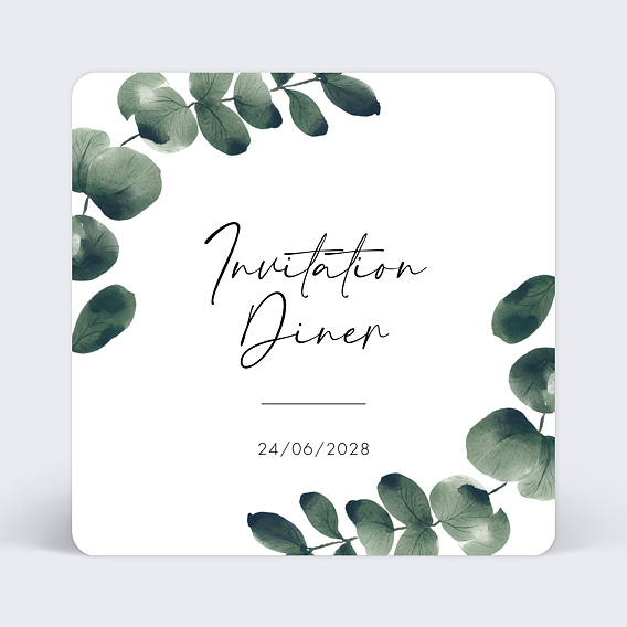 Cartes invitation mariage Branche d'Eucalyptus Recto