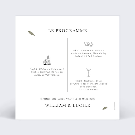 Cartes Invitation Mariage Céramique