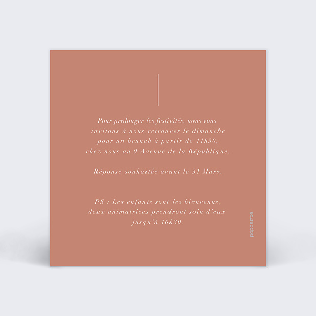 Cartes Invitation Mariage Botanica Verso