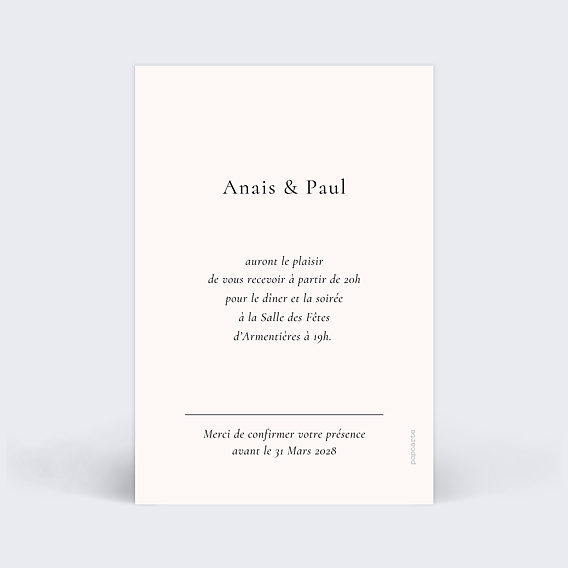 Cartes invitation mariage Bougainvillier Verso