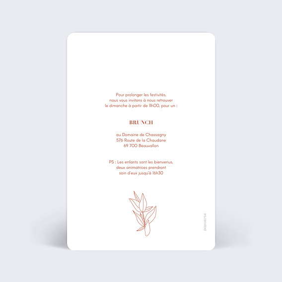 Cartes invitation mariage Terracotta Flowers Verso