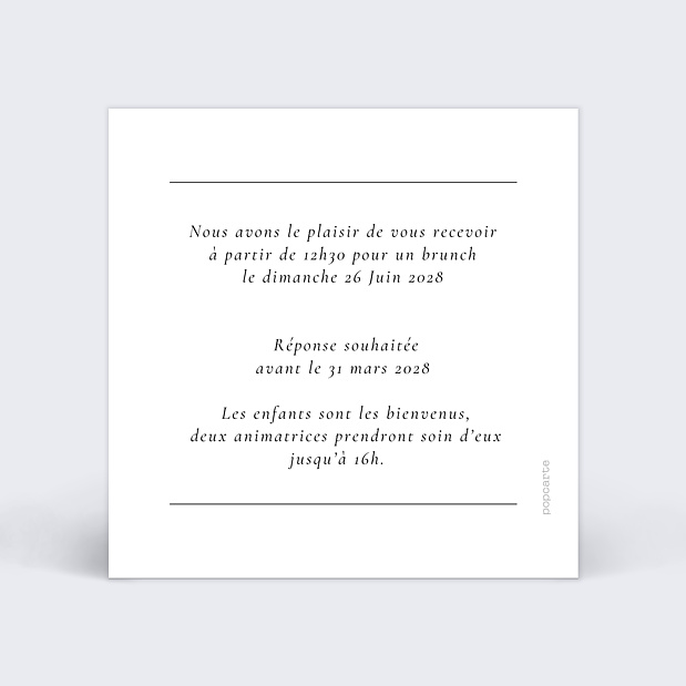 Cartes Invitation Mariage Solstice Verso