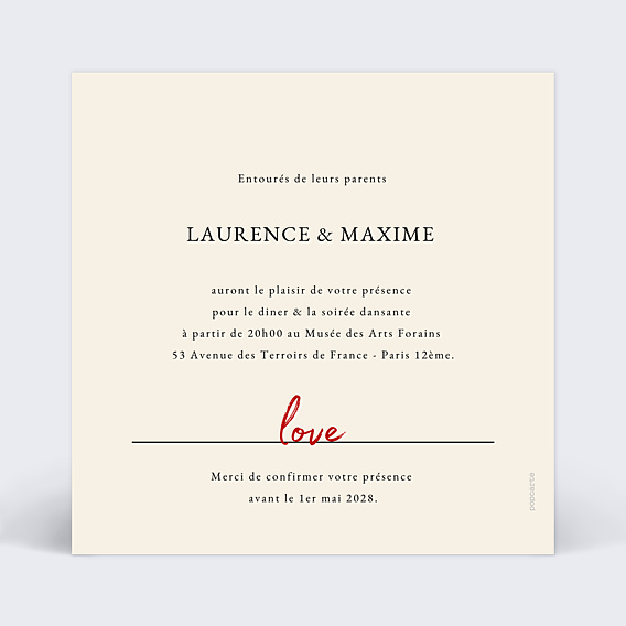 Cartes Invitation Mariage Booklover