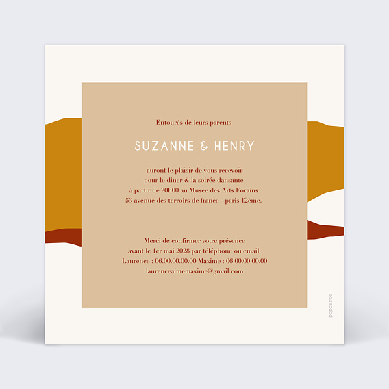 Cartes invitation mariage Dream Verso