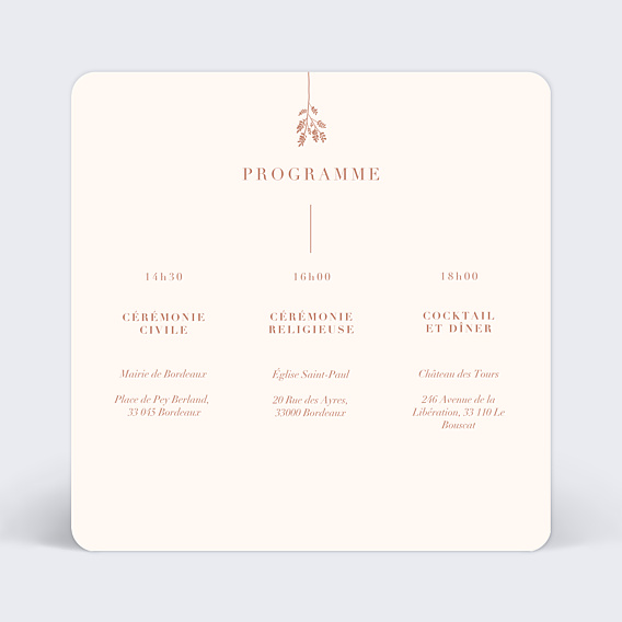 Cartes Invitation Mariage Botanica