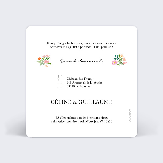 Cartes Invitation Mariage Couronne Champêtre Aquarelle