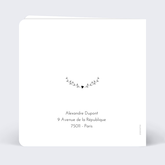 Carte de Noël  Coeur bucolique Verso