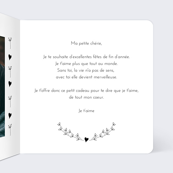 Carte de Noël  Coeur bucolique Intérieur Droit