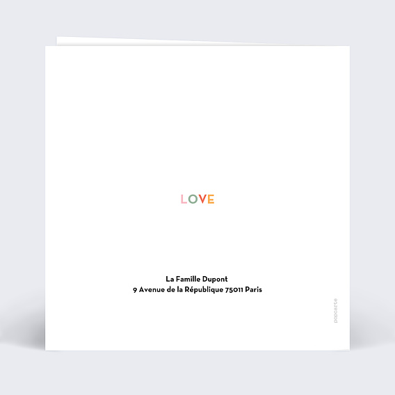 Carte de Noël Lettres colorées Verso