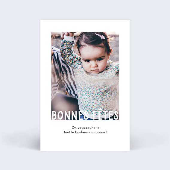 Carte de Noël Typographie cadre Bonnes fêtes