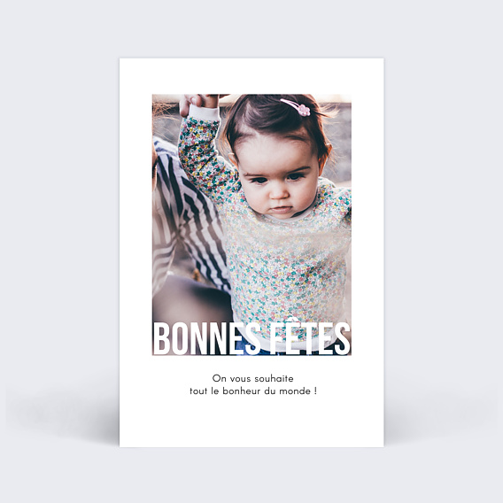 Carte de Noël Typographie cadre Bonnes fêtes