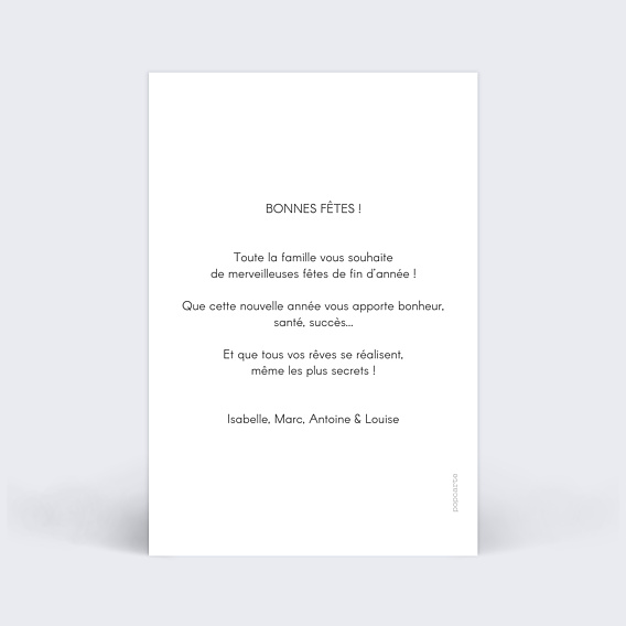 Carte de Noël  Typographie cadre Bonnes fêtes Verso