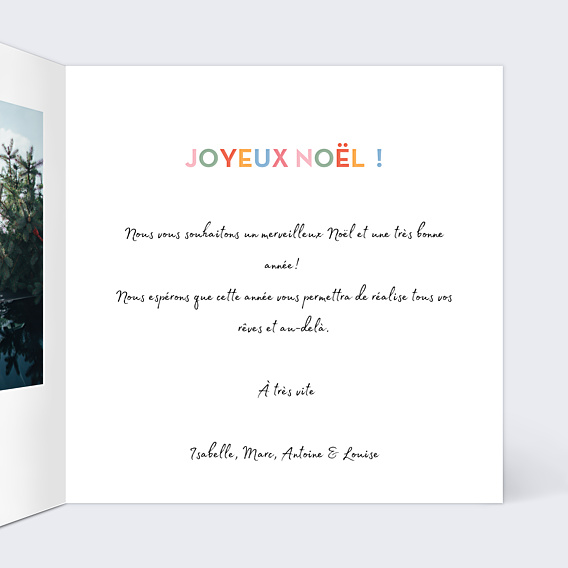 Carte de Noël Lettres colorées