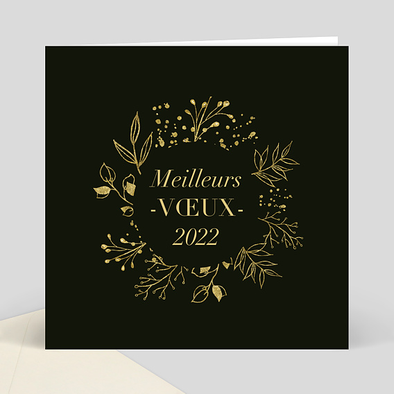 Carte de Voeux Entreprise Couronne de Feuilles Sensibles