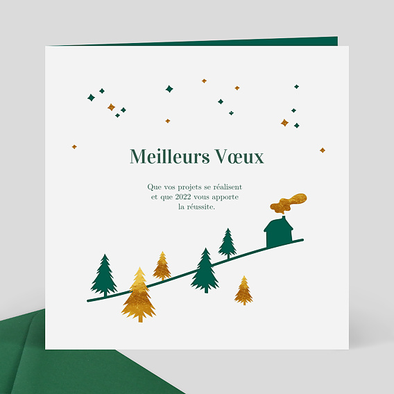 Carte de Voeux Entreprise Découpe Paysage Hivernal 