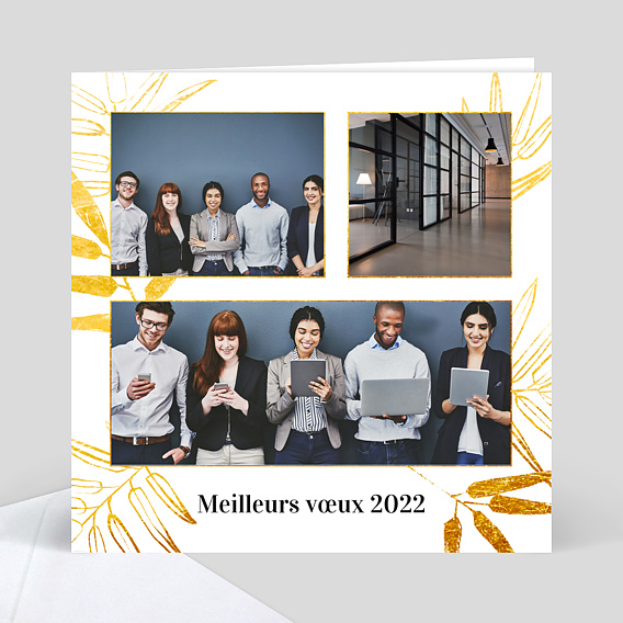 Carte de Voeux Entreprise Feuilles Lumineuses
