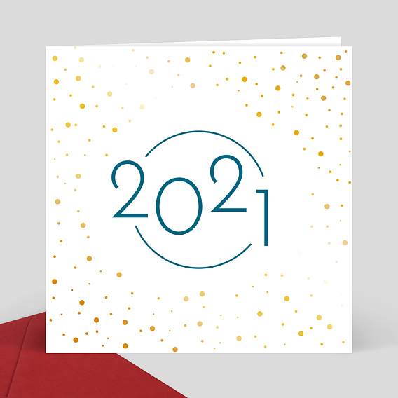 Carte de Voeux Entreprise Dorure Pois Année 