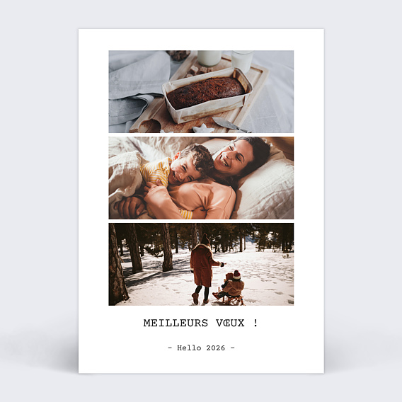 Carte de Voeux Particuliers Polaroïd 3 photos