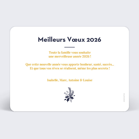 Carte de voeux Branche de houx Verso