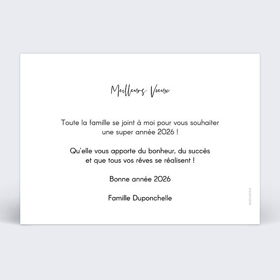 Carte de voeux Charme classique Verso