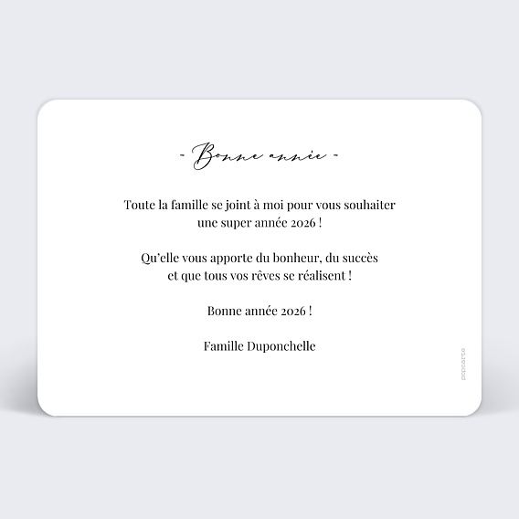 Carte de voeux Tirets Bonne Année Verso