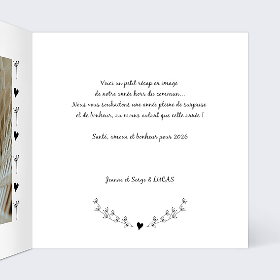 Carte de voeux Coeur Bucolique Dorure Intérieur Droit