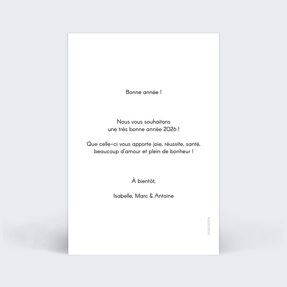 Carte de voeux Typographie Bonne Année Verso