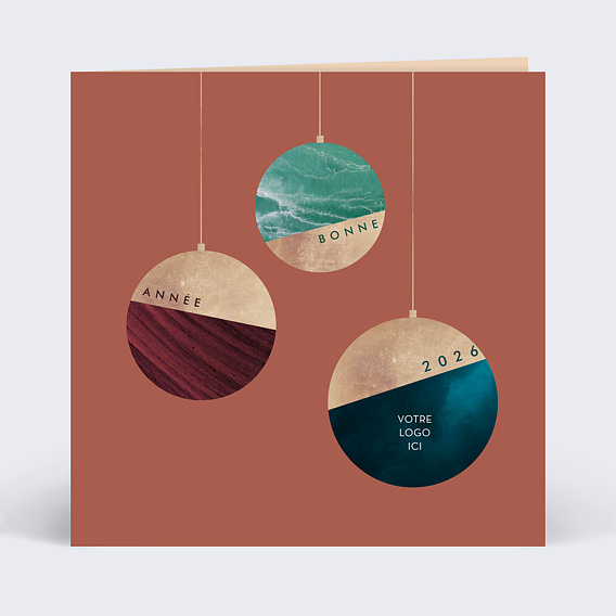 Carte de vœux entreprise Noël Suspendu Recto