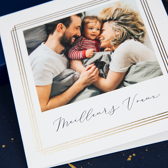 Carte de Voeux Particuliers Dorure cadre photo