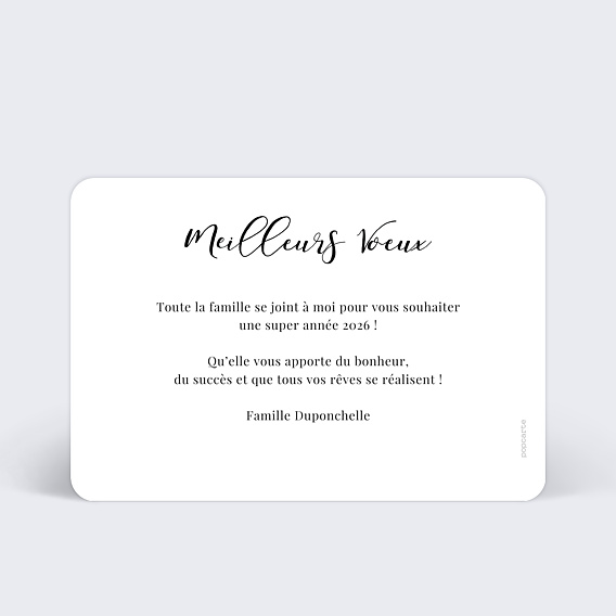 Carte de voeux Calligraphie Année Verso